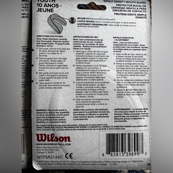 Wilson Youth Single Density Mouth Guard Protector, BPA Free, Made In The USA - Picture 3 of 5